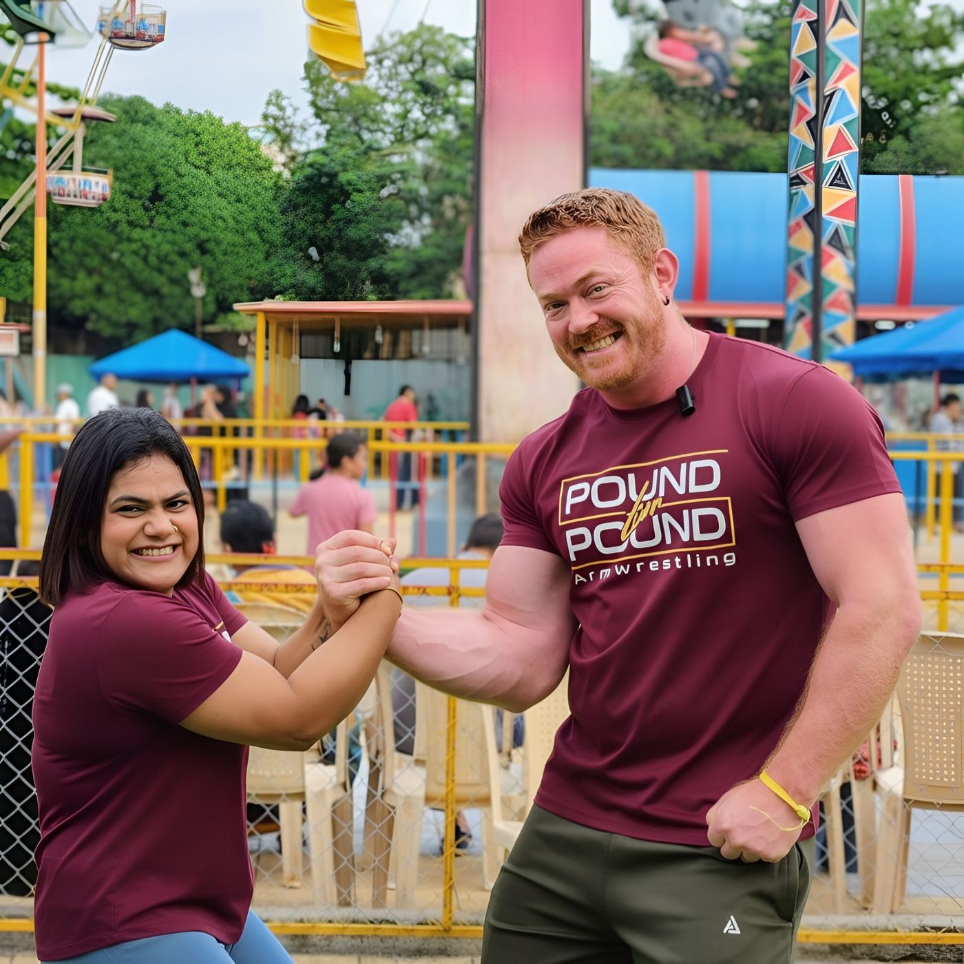 Ryan Blue Bowen and Chetna Sharma Bowen, founders of Pound for Pound Armwrestling